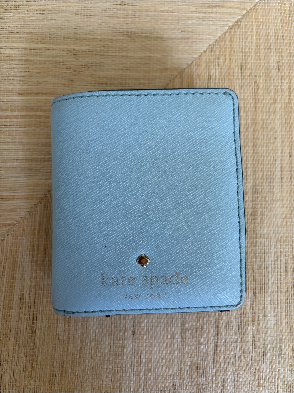 kate spade Light Blue Leather Compact Bifold Wallet